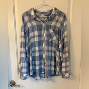 Rails Blue and White Checkered Shirt